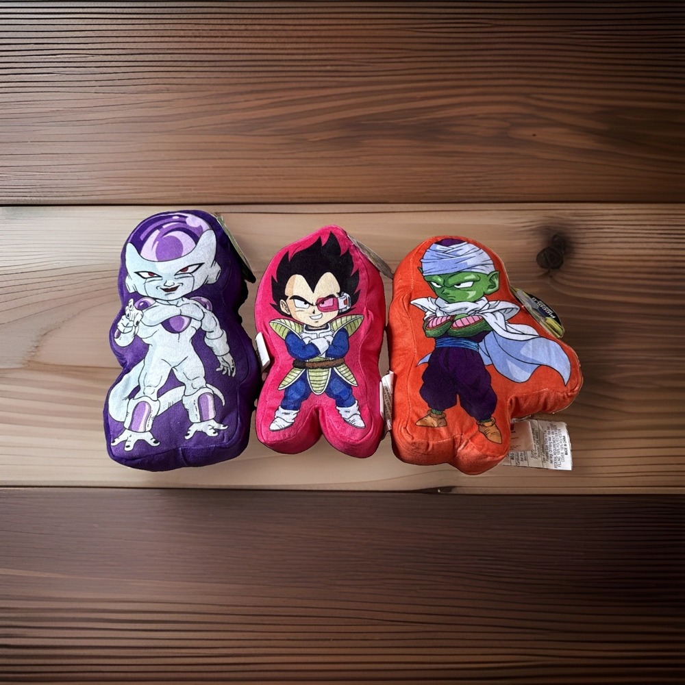 Anime Dragon Ball Z Vegeta, Frieza, Piccolo Shaped Plush Pillow 10" LOT OF 3 NEW